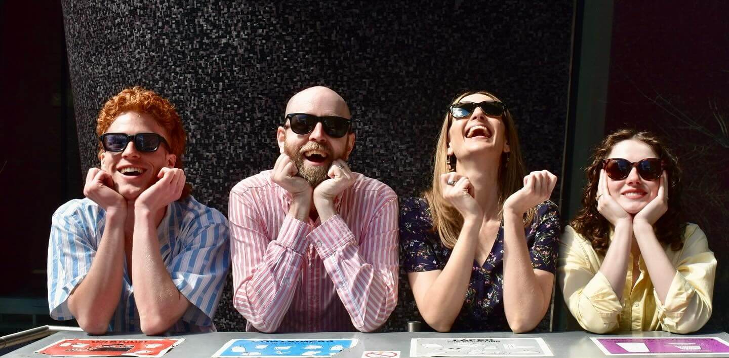 The members of Fonitika Vocal Ensemble smiling in the sun